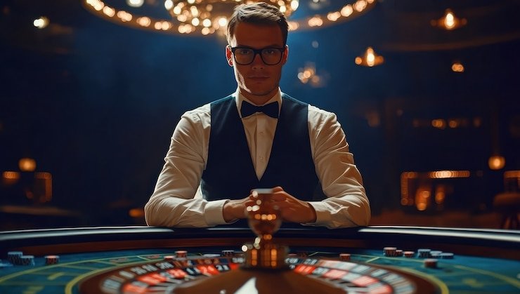Tampilan permainan Domino QQ di slotbom 77 dengan dealer langsung